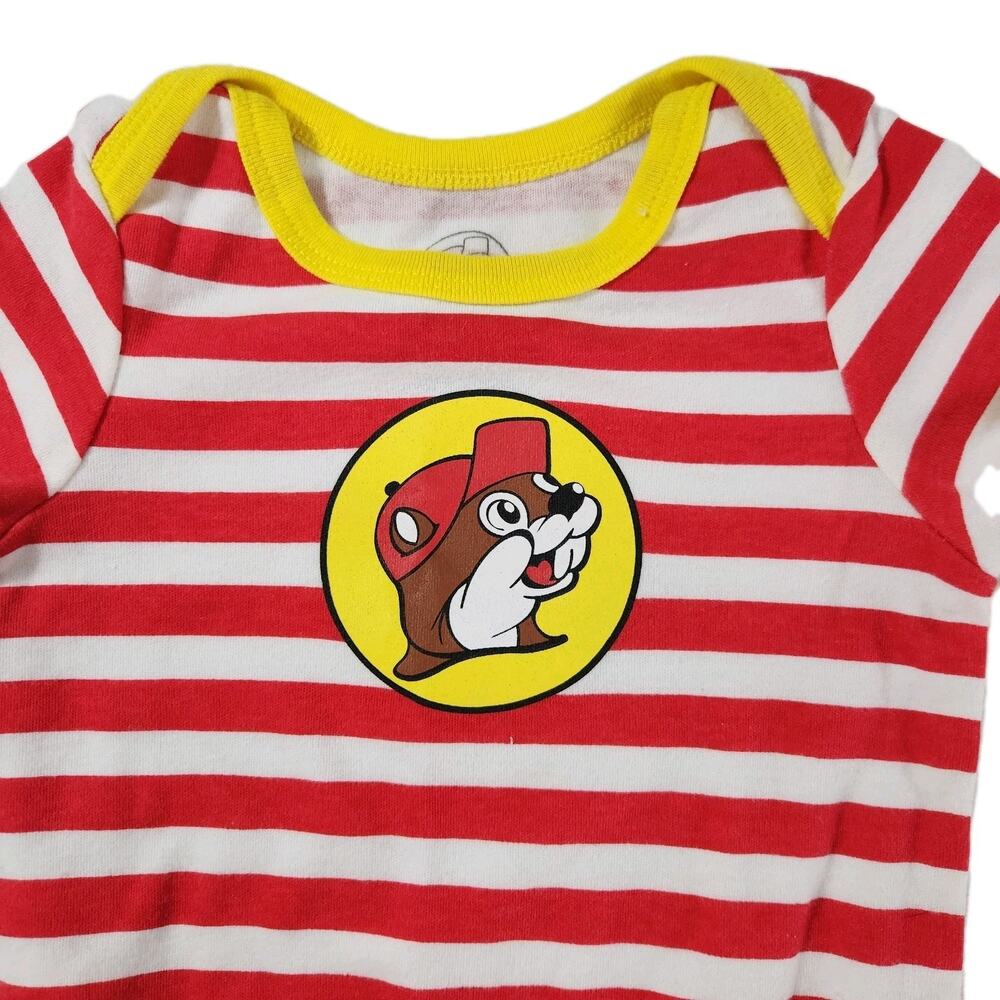 Buc-ee's Baby One Piece Striped Sz 12 M Souvenir Gas Station Beaver Costume